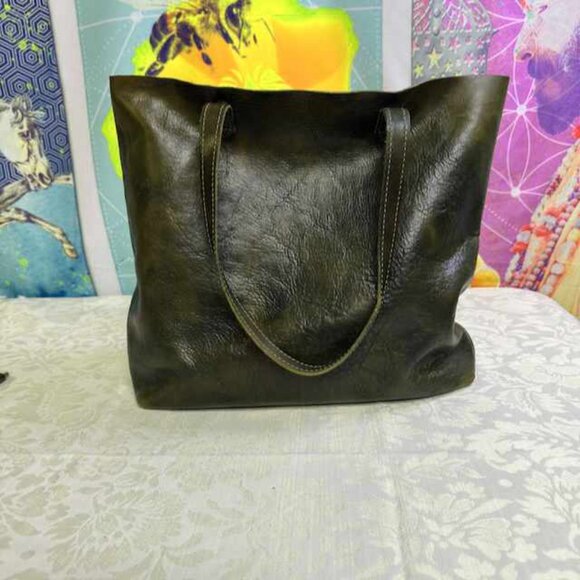 Floto Italian Leather Tote Green Patina Made in Tuscany - Picture 13 of 13